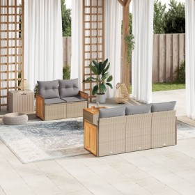 Garden sofa set with cushions 6 pieces beige synthetic rattan by , Garden sets - Ref: Foro24-3259868, Price: 404,47 €, Discou...