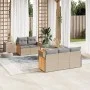 Gartensofa-Set mit Kissen, 6-teilig, beiges synthetisches Rattan von , Gartensets - Ref: Foro24-3259868, Preis: 442,76 €, Rab...