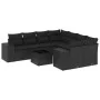 8-teiliges Gartensofa-Set und schwarze synthetische Rattankissen von , Modulare Sofas für den Außenbereich - Ref: Foro24-3222...