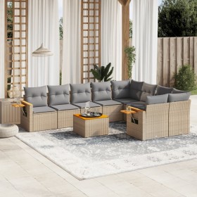 Garden sofa set with beige cushions 10 pieces synthetic rattan by , Garden sets - Ref: Foro24-3259553, Price: 664,99 €, Disco...