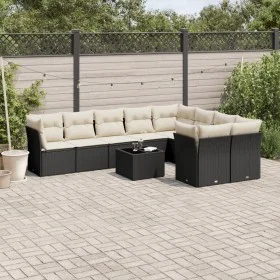 Garden sofa set 10 pieces with black synthetic rattan cushions by , Garden sets - Ref: Foro24-3218176, Price: 576,41 €, Disco...