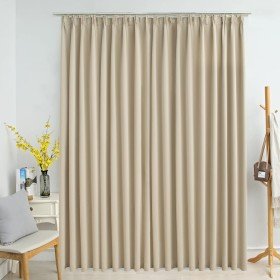 Cortina opaca con ganchos beige 290x245 cm