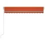 Manual retractable awning with orange and brown LED 300x250 cm by , Awnings - Ref: Foro24-3068865, Price: 262,58 €, Discount: %