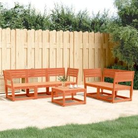 Gartensofa-Set 5-teilig, massives Kiefernholz, wachsbraun von , Gartensets - Ref: Foro24-3216997, Preis: 503,89 €, Rabatt: %
