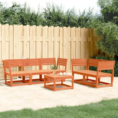 Gartensofa-Set 5-teilig, massives Kiefernholz, wachsbraun von , Gartensets - Ref: Foro24-3216997, Preis: 497,39 €, Rabatt: %