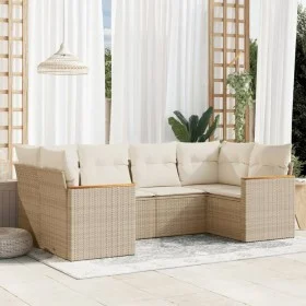 Garden sofa set with cushions 6 pieces beige synthetic rattan by , Garden sets - Ref: Foro24-3258663, Price: 456,53 €, Discou...