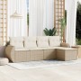 Garden sofa set with cushions 5 pieces beige synthetic rattan by , Garden sets - Ref: Foro24-3253625, Price: 395,80 €, Discou...