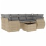 7-piece garden sofa set and beige synthetic rattan cushions by , Garden sets - Ref: Foro24-3221118, Price: 442,67 €, Discount: %
