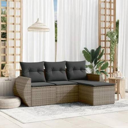 4-teiliges Gartensofa-Set und graue synthetische Rattankissen von , Gartensets - Ref: Foro24-3221269, Preis: 268,91 €, Rabatt: %