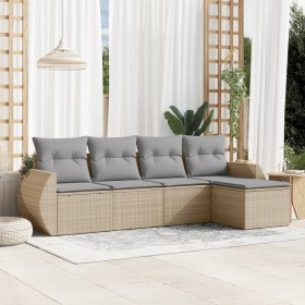 Garden sofa set with cushions 5 pieces beige synthetic rattan by , Garden sets - Ref: Foro24-3221288, Price: 310,14 €, Discou...