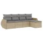 Garden sofa set with cushions 5 pieces beige synthetic rattan by , Garden sets - Ref: Foro24-3221288, Price: 324,29 €, Discou...