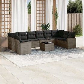 Set de sofás de jardín 11 pzas y cojines ratán sintético gris de , Conjuntos de jardín - Ref: Foro24-3219470, Precio: 644,45 ...