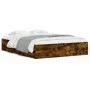 Cama con cajones madera de ingeniería roble ahumado 150x200 cm de , Camas y somieres - Ref: Foro24-3207270, Precio: 156,89 €,...
