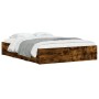 Smoked oak engineered wood bed with drawers 150x200 cm by , Beds and slatted bases - Ref: Foro24-3207270, Price: 158,86 €, Di...