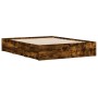 Smoked oak engineered wood bed with drawers 150x200 cm by , Beds and slatted bases - Ref: Foro24-3207270, Price: 158,86 €, Di...