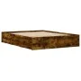 Smoked oak engineered wood bed with drawers 150x200 cm by , Beds and slatted bases - Ref: Foro24-3207270, Price: 156,90 €, Di...