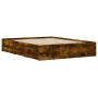 Smoked oak engineered wood bed with drawers 150x200 cm by , Beds and slatted bases - Ref: Foro24-3207270, Price: 158,86 €, Di...