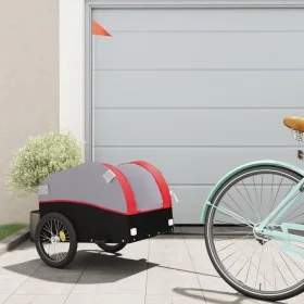 Black and red iron bicycle trailer 30 kg by , Bicycle trailers - Ref: Foro24-94118, Price: 74,89 €, Discount: %