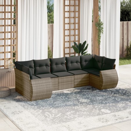 7-piece garden sofa set with gray PE rattan cushions by , Modular outdoor sofas - Ref: Foro24-3221789, Price: 465,90 €, Disco...