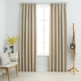 Blackout curtains with hooks 2 units beige 140x225 cm by vidaXL, Curtains and curtains - Ref: Foro24-134447, Price: 49,21 €, ...