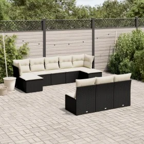 Gartensofa-Set 10-teilig mit schwarzen synthetischen Rattankissen von , Gartensets - Ref: Foro24-3218286, Preis: 537,68 €, Ra...