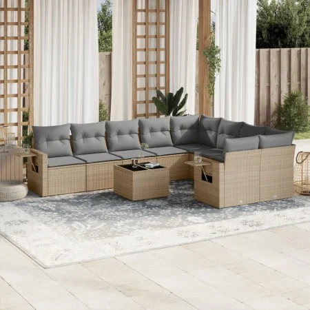 Garden sofa set with beige cushions 10 pieces synthetic rattan by , Garden sets - Ref: Foro24-3220648, Price: 609,71 €, Disco...