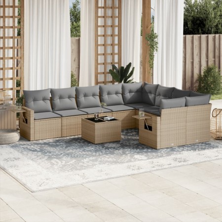 Juego de sofás jardín con cojines beige 10 pzas ratán sintético de , Conjuntos de jardín - Ref: Foro24-3220648, Precio: 589,6...