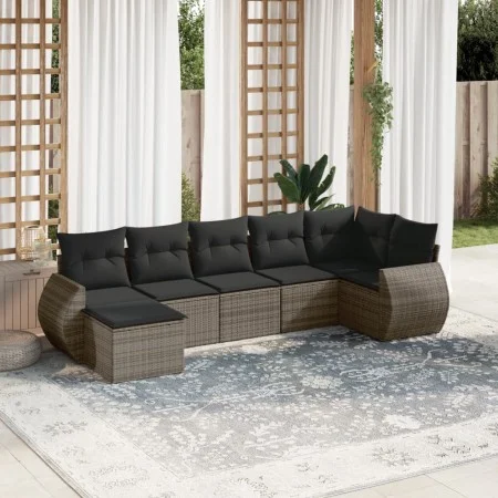 7-piece garden sofa set with gray PE rattan cushions by , Modular outdoor sofas - Ref: Foro24-3221679, Price: 442,62 €, Disco...