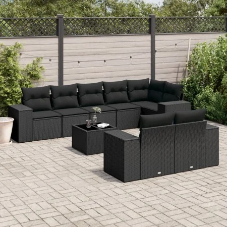 8-teiliges Gartensofa-Set und schwarze synthetische Rattankissen von , Gartensets - Ref: Foro24-3222824, Preis: 727,89 €, Rab...