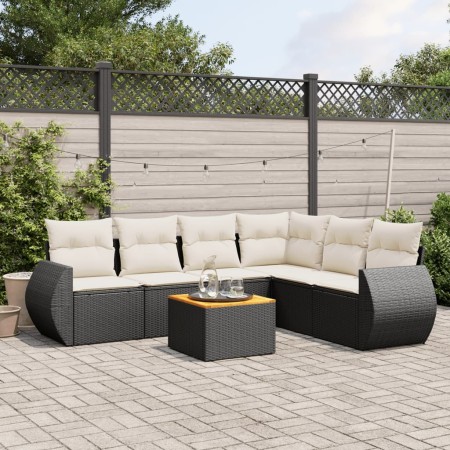 7-teiliges Garten-Essset und schwarze Kissen aus synthetischem Rattan von , Gartensets - Ref: Foro24-3225020, Preis: 403,34 €...