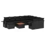11-teiliges Gartensofa-Set und schwarze synthetische Rattankissen von , Modulare Sofas für den Außenbereich - Ref: Foro24-322...