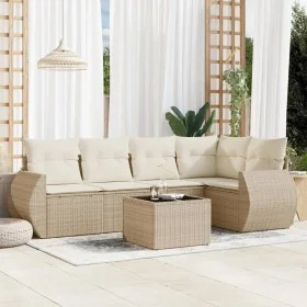Garden sofa set with cushions 6 pieces beige synthetic rattan by , Garden sets - Ref: Foro24-3221337, Price: 478,33 €, Discou...