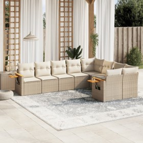 9-teiliges Gartensofa-Set mit beigen synthetischen Rattankissen von , Gartensets - Ref: Foro24-3227143, Preis: 638,31 €, Raba...