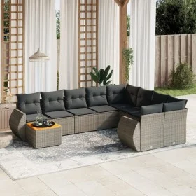 10-teilige Gartensofagarnitur mit grauen synthetischen Rattankissen von , Gartensets - Ref: Foro24-3225171, Preis: 607,99 €, ...