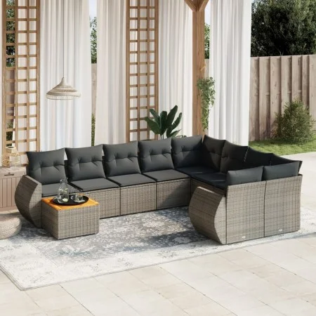 10-piece garden sofa set with gray synthetic rattan cushions by , Garden sets - Ref: Foro24-3225171, Price: 607,99 €, Discoun...