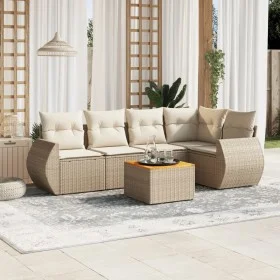 Garden sofa set with cushions 6 pieces beige synthetic rattan by , Garden sets - Ref: Foro24-3224994, Price: 474,20 €, Discou...