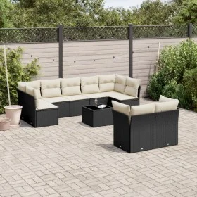 Gartensofa-Set 10-teilig mit schwarzen synthetischen Rattankissen von , Gartensets - Ref: Foro24-3218156, Preis: 579,03 €, Ra...