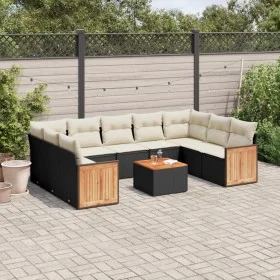 Gartensofa-Set 10-teilig mit schwarzen synthetischen Rattankissen von , Gartensets - Ref: Foro24-3227960, Preis: 575,89 €, Ra...