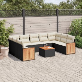 Set de sofás de jardín 10 pzas cojines ratán sintético negro de , Conjuntos de jardín - Ref: Foro24-3227960, Precio: 546,85 €...