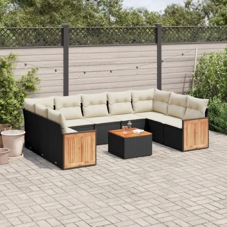 Garden sofa set 10 pieces with black synthetic rattan cushions by , Garden sets - Ref: Foro24-3227960, Price: 575,89 €, Disco...