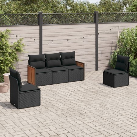 Gartenmöbel-Set, 5-teilig, mit schwarzen Polstern aus synthetischem Rattan. von , Gartensets - Ref: Foro24-3227525, Preis: 30...