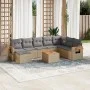 Set de sofás de jardín 9 pzas con cojines ratán sintético beige by , Garden sets - Ref: Foro24-3227095, Price: 545,58 €, Disc...