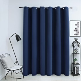 Cortina opaca con anillas de metal azul 290x245 cm de vidaXL, Cortinas y visillos - Ref: Foro24-134453, Precio: 41,71 €, Desc...