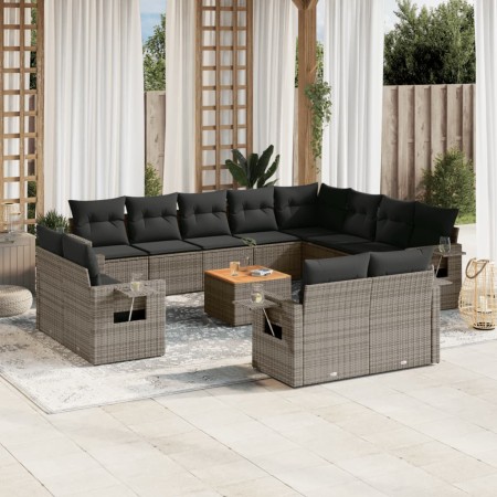 Set sofás de jardín con cojines 13 piezas ratán sintético gris by , Modular outdoor sofas - Ref: Foro24-3224835, Price: 878,3...