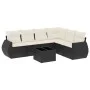 Set de comedor de jardín 7 pzas y cojines ratán sintético negro de , Conjuntos de jardín - Ref: Foro24-3221415, Precio: 451,9...