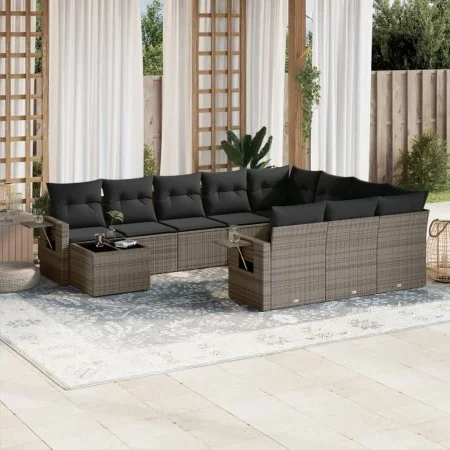 Gartensofagarnitur 11-teilig mit grauen Kissen aus synthetischem Rattan. von , Gartensets - Ref: Foro24-3220729, Preis: 650,0...