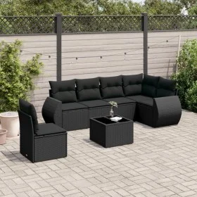Set de comedor de jardín 7 pzas y cojines ratán sintético negro by , Garden sets - Ref: Foro24-3221434, Price: 491,25 €, Disc...