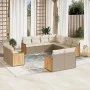 Set de sofás de jardín 11pzas con cojines ratán sintético beige by , Garden sets - Ref: Foro24-3228179, Price: 882,11 €, Disc...