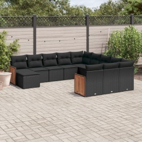 12-teiliges Gartensofa-Set mit schwarzen Kissen aus synthetischem Rattan. von , Gartensets - Ref: Foro24-3228260, Preis: 733,...