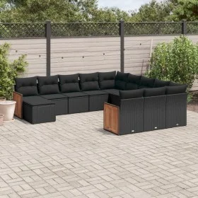 Set de sofás de jardín 12 piezas cojines ratán sintético negro by , Garden sets - Ref: Foro24-3228260, Price: 751,08 €, Disco...
